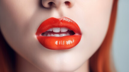 Obraz premium Bleb on a lip on white background, generative ai