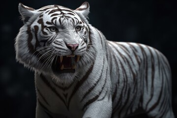Fototapeta na wymiar Powerful and Dangerous Siberian White Tiger, generative ai