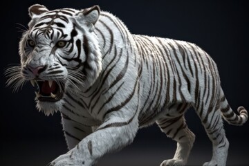 Powerful and Dangerous Siberian White Tiger, generative ai