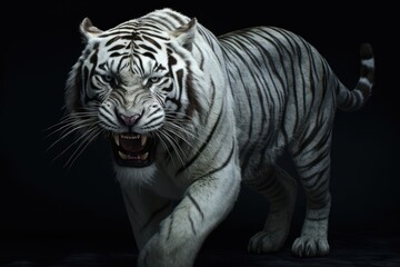 Powerful and Dangerous Siberian White Tiger, generative ai