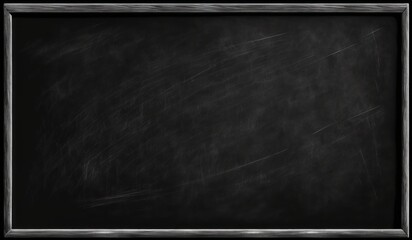 Empty blank black blackboard chalkboard with frame background. Generative AI.