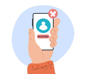 Fototapeta premium Phone cold call mobile blocked ignore concept. Vector graphic design illustration 