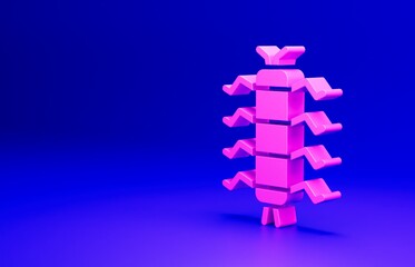 Pink Centipede insect icon isolated on blue background. Minimalism concept. 3D render illustration