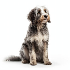 Aussiedoodle breed dog isolated on white background