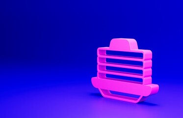 Pink Stack of pancakes with honey icon isolated on blue background. Breakfast concept. Minimalism concept. 3D render illustration