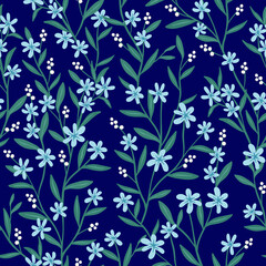 pretty blue floral seamless pattern for fabric, textile, wrapping paper, wallpaper