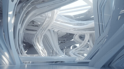 Modern white interior, factory in white color, generative ai