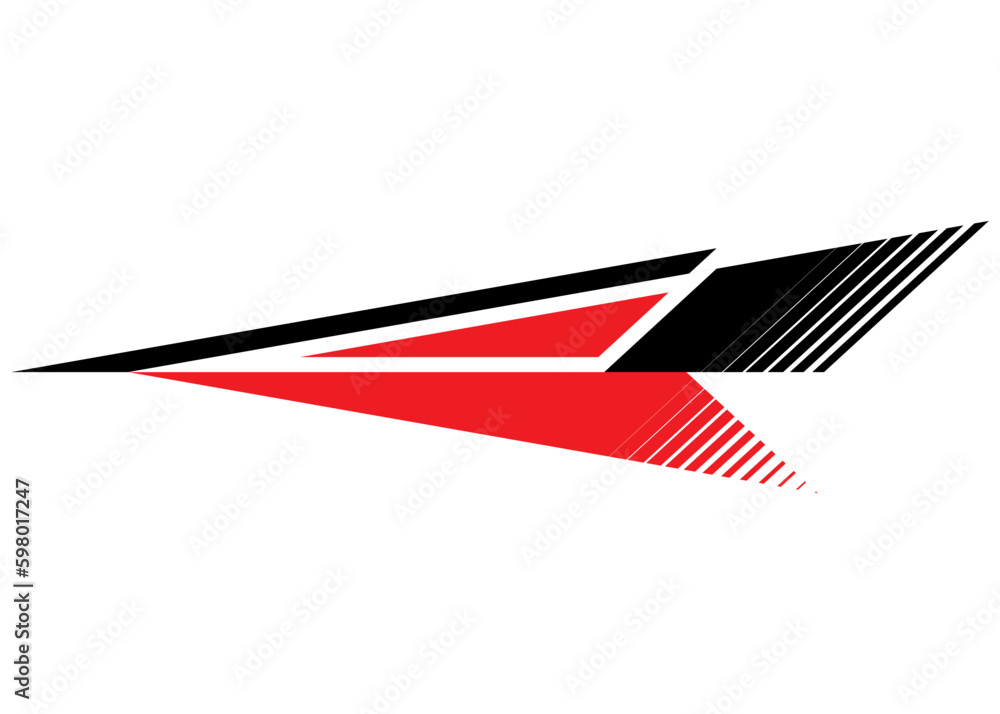 Poster striped vector arrow on a white background. pointer, design element. navigation. contemporary patter