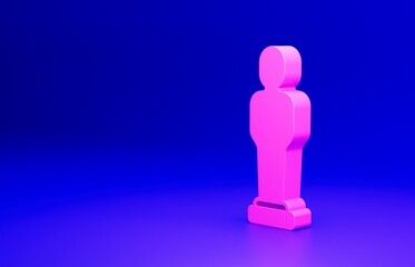 Pink Movie trophy icon isolated on blue background. Academy award icon. Films and cinema symbol. Minimalism concept. 3D render illustration