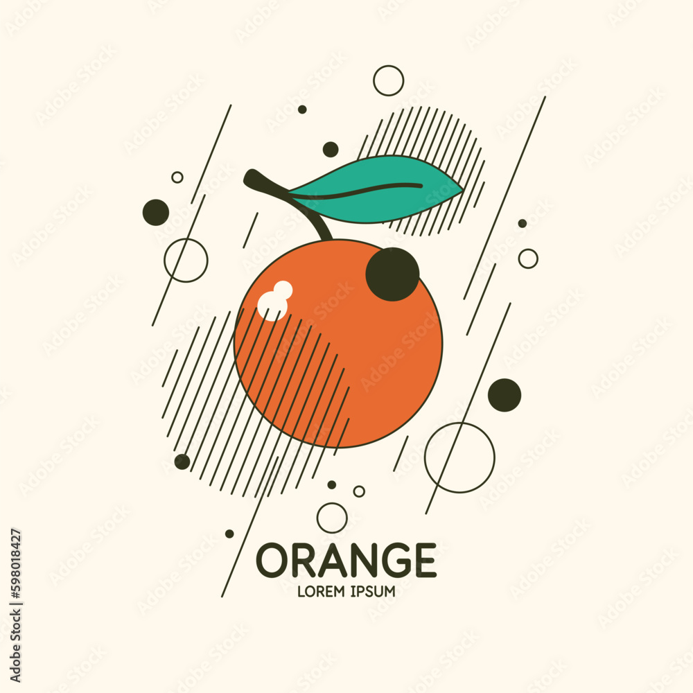 Poster vector graphics in a minimalistic fashionable style with geometric elements. illustration of a orang
