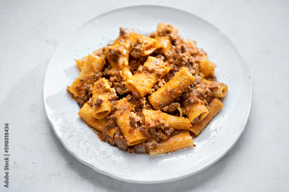 Wall mural rigatoni bolognese pasta comfort food