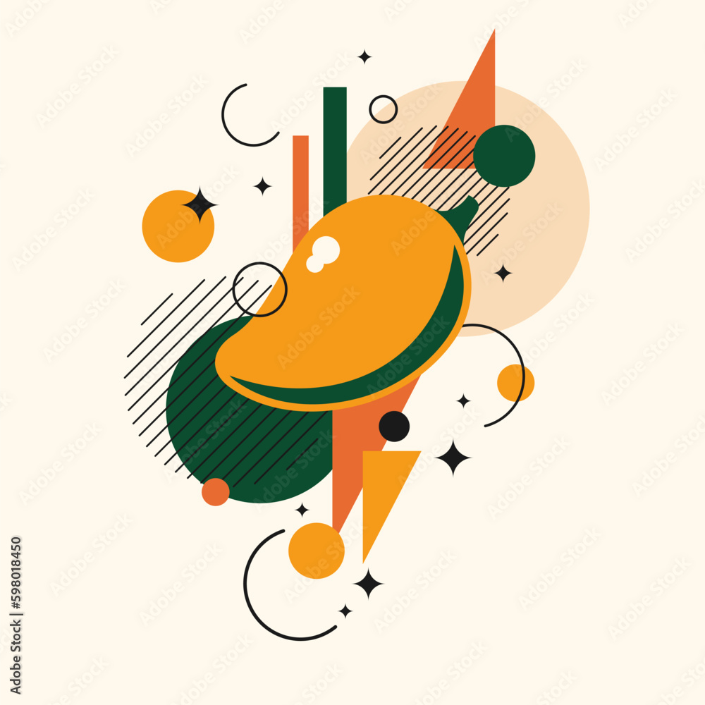 Poster vector graphics in a minimalistic fashionable style with geometric elements.. illustration of a mang