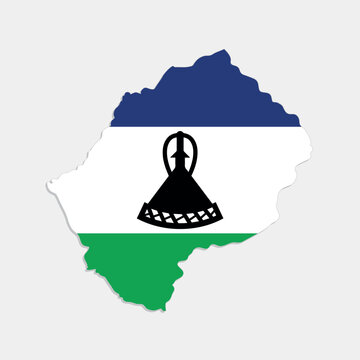 recommend clip art: lesotho map with flag on gray background