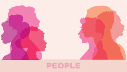 Fototapeta na wymiar Mix race people avatars profile group of men and women of diverse culture Diversity multi-ethnic and multiracial people. Concept of racial equality Multicultural society Vector