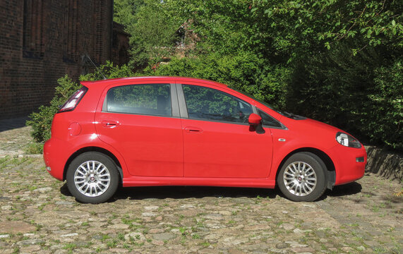 red Fiat Punto car in Helsingor