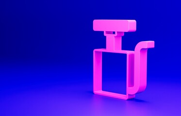 Pink Handle detonator for dynamite icon isolated on blue background. Minimalism concept. 3D render illustration