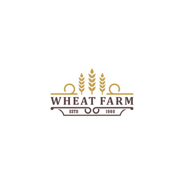 wheat farm logo template in white background