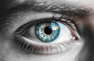 Abstract Eye in Light Aquamarine and White - Digital Art - Generative AI