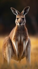 A kangaroo in a grassland ai, ai generative, illustration
