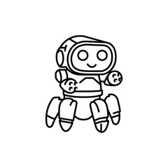 Robot black line icon.