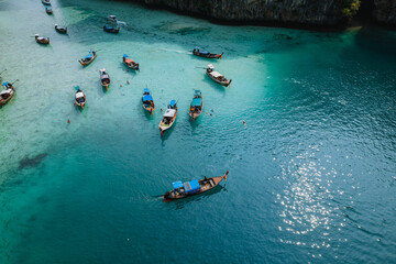Fototapeta premium travel by longtail boat in Phi Phi islands