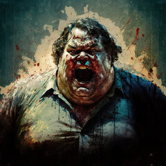 portrait of a screaming zombie