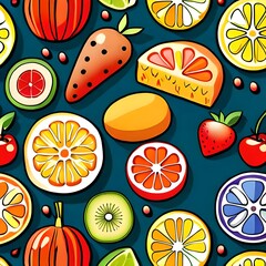seamless pattern with fruits