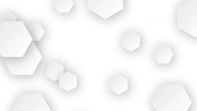 Seamless looping minimalist hexagons motion design white background