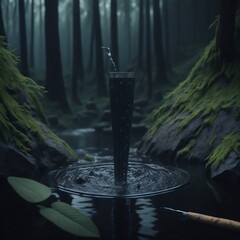 water pouring into a glass