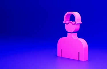 Pink Swimmer athlete icon isolated on blue background. Minimalism concept. 3D render illustration