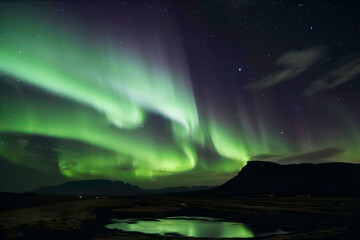 aurora borealis over the mountains