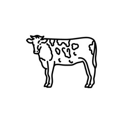 Cow black line icon. Farm animals.