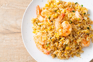 fried shrimps fried rice on plate