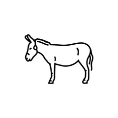 Obraz na płótnie Canvas Donkey black line icon. Farm animals.