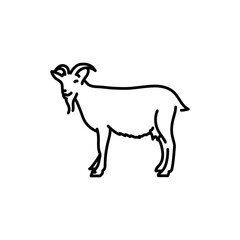 Obraz na płótnie Canvas Goat black line icon. Farm animals.