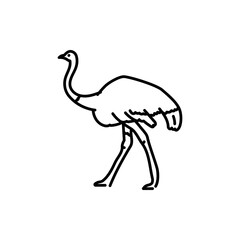Ostrich black line icon. Farm animals.