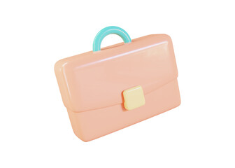 3d icon business briefcase or suitcase with cartoon style and pastel colors on isolated background. 3d rendering illustration.