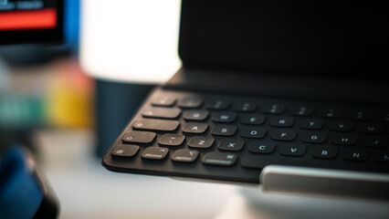 mobile tablet keyboard in home studio