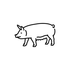 Pig black line icon. Farm animals.