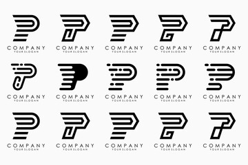 Set of letters p logo design. modern icon creative monogram inspiration.