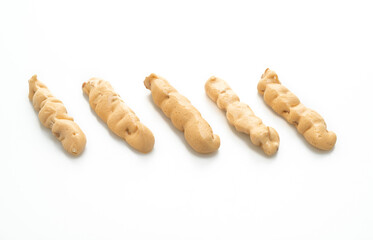 almonds meringue stick on white background
