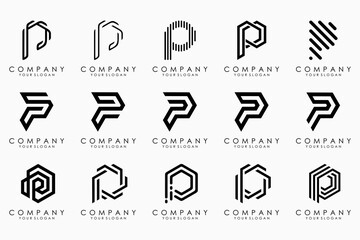 Set of letters p logo design. modern icon creative monogram inspiration.