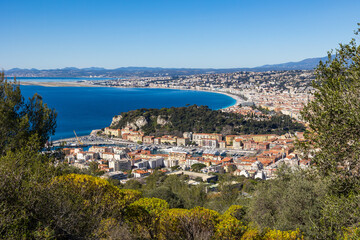 Naklejka na ściany i meble Panorama sur la Baie des Anges à Nice depuis le Mont Boron