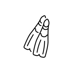 Diving flippers black line icon. Pictogram for web page