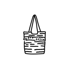 Summer beach bag black line icon. Pictogram for web page