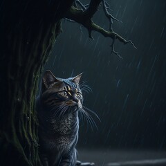 cat in the night