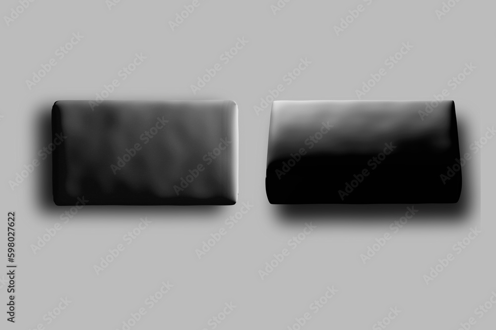 Poster top view of blank wrapped rectangular soap mockup isolated on background. 3d rendering.