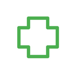 healt icon, hospital icon, green cross sign