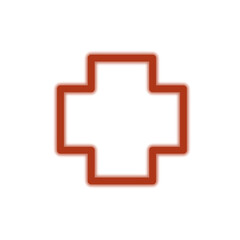 healt icon, hospital icon, neon red cross sign
