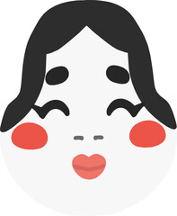 おかめ（おたふく）のお面のカラーイラスト